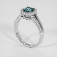 1.05 Ct. Greenish Blue Sapphire Ring, 14K White Gold 2