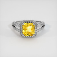 3.02 Ct. Yellow Sapphire Ring, 14K White Gold 1