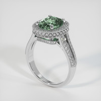 2.78 Ct. Bluish Green Sapphire Ring, 14K White Gold 2