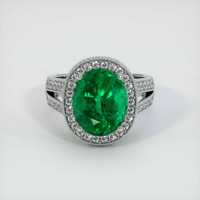 3.46 Ct. Emerald Ring, 18K White Gold 1