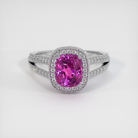 2.38 Ct. Purplish Pink Sapphire Ring, 18K White Gold 1