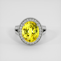 9.73 Ct. Yellow Sapphire Ring, 18K White Gold 1