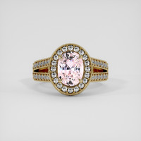 2.05 Ct. Peach Sapphire Ring, 14K Yellow Gold 1
