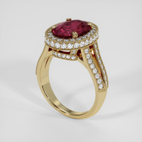 3.38 Ct. Pinkish Red Rubellite Tourmaline Ring, 18K Yellow Gold 2
