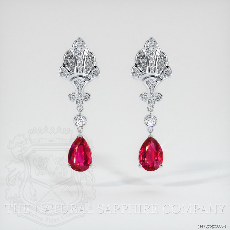 Ruby Earrings 2.05 Ct.Tw. Platinum 950 The Natural Ruby Company