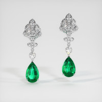 <span>3.27</span>&nbsp;<span class="tooltip-light">Ct.Tw.<span class="tooltiptext">Total Carat Weight</span></span> Emerald Earrings, Platinum 950 1