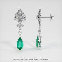 1.62 Ct.Tw. Emerald Earrings, Platinum 950 2