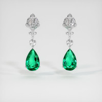 <span>9.02</span>&nbsp;<span class="tooltip-light">Ct.Tw.<span class="tooltiptext">Total Carat Weight</span></span> Emerald Earrings, Platinum 950 1