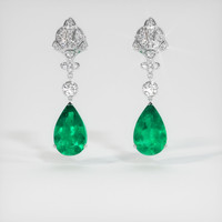 <span>6.17</span>&nbsp;<span class="tooltip-light">Ct.Tw.<span class="tooltiptext">Total Carat Weight</span></span> Emerald Earrings, Platinum 950 1