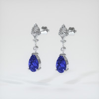 7.35 Ct.Tw. Blue Sapphire Earrings, 14K White Gold 3