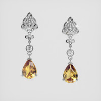 <span>2.79</span> <span class="tooltip-light">Ct.Tw.<span class="tooltiptext">Total Carat Weight</span></span> Yellowish Brown Sapphire Earrings, 14K White Gold 1