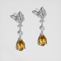 <span>2.79</span>&nbsp;<span class="tooltip-light">Ct.Tw.<span class="tooltiptext">Total Carat Weight</span></span> Yellowish Brown Sapphire Earrings, 14K White Gold 3