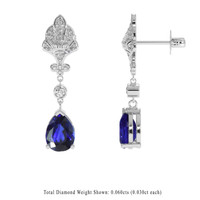 2.75 Ct.Tw. Blue Sapphire Earrings, 14K White Gold 2