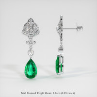 Pave Emerald Earrings 3.27 Ct.Tw.Total Carat Weight, 18K White Gold Preview