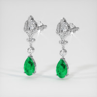 Pave Emerald Earrings 3.27 Ct.Tw.Total Carat Weight, 18K White Gold Preview