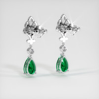 Pave Emerald Earrings 3.27 Ct.Tw.Total Carat Weight, 18K White Gold Preview