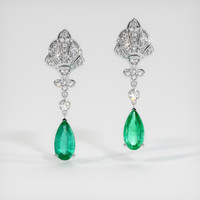 <span>1.62</span>&nbsp;<span class="tooltip-light">Ct.Tw.<span class="tooltiptext">Total Carat Weight</span></span> Emerald Earrings, 18K White Gold 1