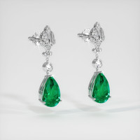 9.02 Ct.Tw. Emerald Earrings, 18K White Gold 3