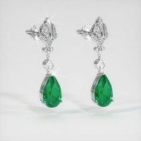 6.17 Ct.Tw. Emerald Earrings, 18K White Gold 3