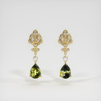 2.92 Ct.Tw. Green Sapphire Earrings, 14K Yellow Gold 1