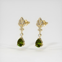 2.92 Ct.Tw. Green Sapphire Earrings, 14K Yellow Gold 3