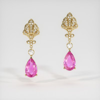 4.08 Ct.Tw. Pink Sapphire Earrings, 14K Yellow Gold 1