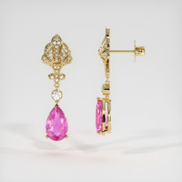 4.08 Ct.Tw. Pink Sapphire Earrings, 14K Yellow Gold 2