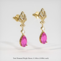 4.08 Ct.Tw. Pink Sapphire Earrings, 14K Yellow Gold 3