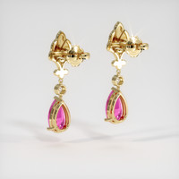 4.08 Ct.Tw. Pink Sapphire Earrings, 14K Yellow Gold 4