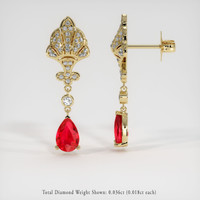 <span>0.98</span>&nbsp;<span class="tooltip-light">Ct.Tw.<span class="tooltiptext">Total Carat Weight</span></span> Ruby Earrings, 14K Yellow Gold 2