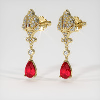 0.98 Ct.Tw. Ruby Earrings, 14K Yellow Gold 3
