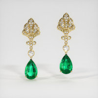 Pave Emerald Earrings 3.27 Ct.Tw.Total Carat Weight, 18K Yellow Gold Preview