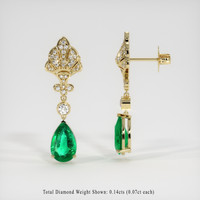 Pave Emerald Earrings 3.27 Ct.Tw.Total Carat Weight, 18K Yellow Gold Preview