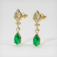 <span>3.27</span>&nbsp;<span class="tooltip-light">Ct.Tw.<span class="tooltiptext">Total Carat Weight</span></span> Emerald Earrings, 18K Yellow Gold 3