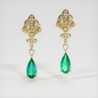 <span>0.83</span>&nbsp;<span class="tooltip-light">Ct.Tw.<span class="tooltiptext">Total Carat Weight</span></span> Emerald Earrings, 18K Yellow Gold 1