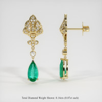 1.62 Ct.Tw. Emerald Earrings, 18K Yellow Gold 2