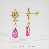 4.08 Ct.Tw. Pink Sapphire Earrings, 18K Yellow Gold 2