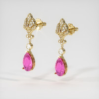 4.08 Ct.Tw. Pink Sapphire Earrings, 18K Yellow Gold 3