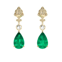 6.17 Ct.Tw. Emerald Earrings, 18K Yellow Gold 1