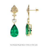 <span>6.17</span>&nbsp;<span class="tooltip-light">Ct.Tw.<span class="tooltiptext">Total Carat Weight</span></span> Emerald Earrings, 18K Yellow Gold 2