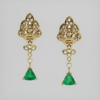 <span>0.34</span>&nbsp;<span class="tooltip-light">Ct.Tw.<span class="tooltiptext">Total Carat Weight</span></span> Emerald Earrings, 18K Yellow Gold 1