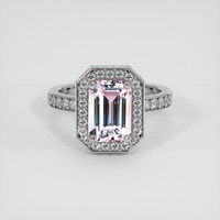 3.43 Ct. Peach Sapphire Ring, 14K White Gold 1
