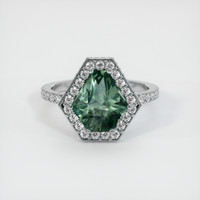 2.78 Ct. Green Sapphire Ring, 14K White Gold 1