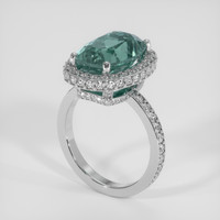 7.47 Ct. Bluish Green Sapphire Ring, 18K White Gold 2