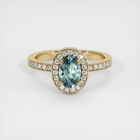 0.90 Ct. Greenish Blue Sapphire Ring, 10K Yellow Gold 1