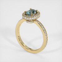 0.90 Ct. Greenish Blue Sapphire Ring, 10K Yellow Gold 2