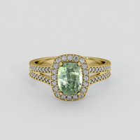 2.89 Ct. Bluish Green Sapphire Ring, 10K Yellow Gold 1