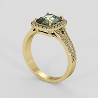 3.01 Ct. Greenish Blue Sapphire Ring, 14K Yellow Gold 2