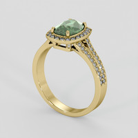 2.89 Ct. Bluish Green Sapphire Ring, 14K Yellow Gold 2
