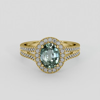 2.25 Ct. Bluish Green Sapphire Ring, 18K Yellow Gold 1